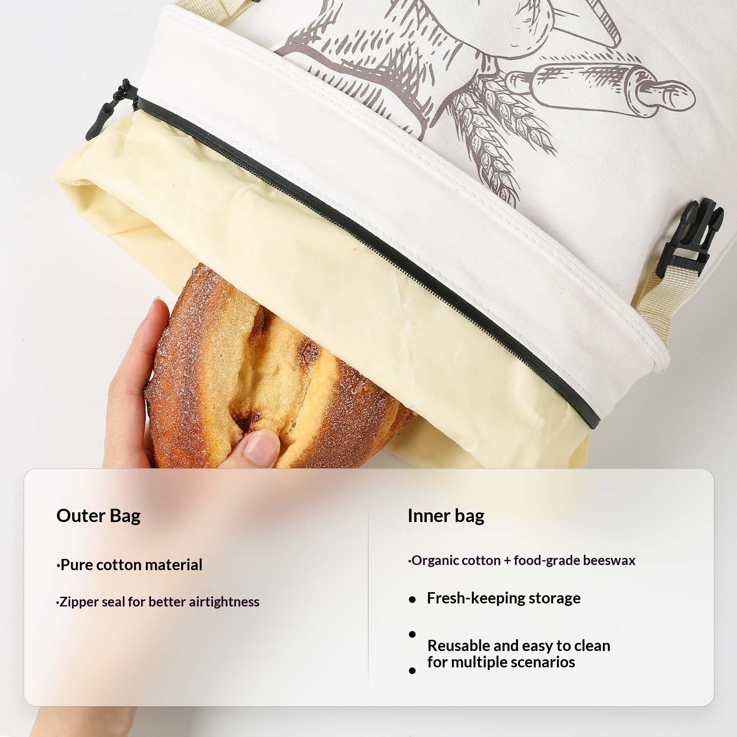 BEESWAX Buckle Bread Bag (Reusable)